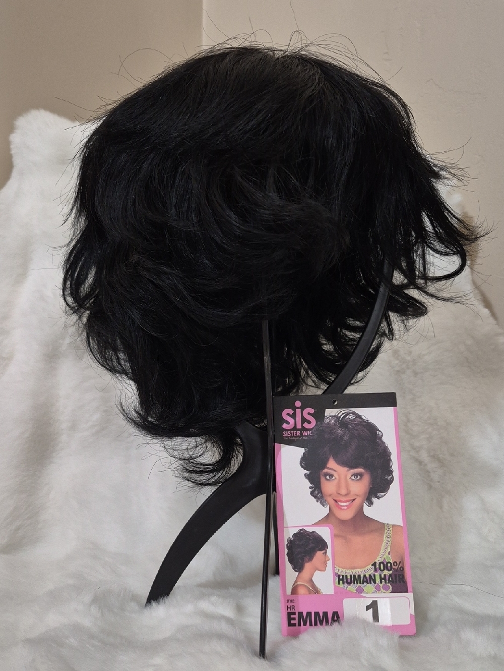 Emma Short Layered Human Hair Wig - Black